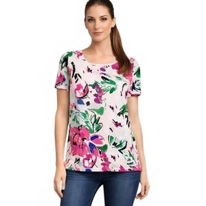 Karen Scott Pink and Blue Fitted Blouse.  Size M.